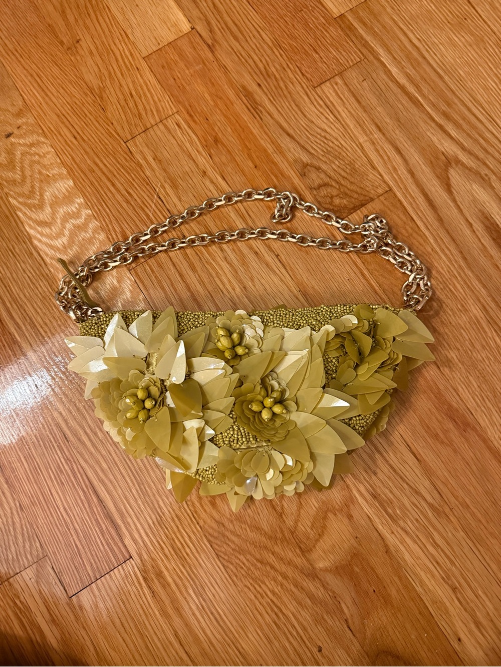 Zara Floral Appliqué Crossbody Bag - chartreuse